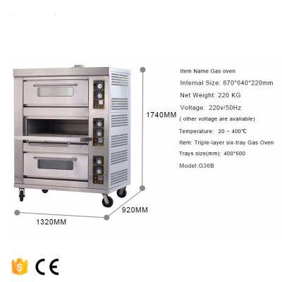 3 Deck 6 Trays Commercial Kitchen Gas Oven Bakery Machine Equipment Baking Oven Bread Deck Oven photo-5