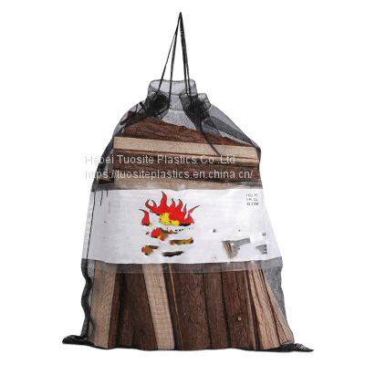 Firewood Packing Mesh Bag For Firewood Plastic Agriculture HDPE Printing Logo Leno Mesh Bags