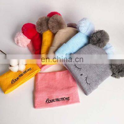 Wholesale Knitted Baby Hat With Pompoms And Neck Warmer photo-3