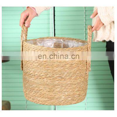 2022 Selling Straw Multi Organizers Kitchen Craft Newest Girls Large Round Toy Big Kid Storage Bin