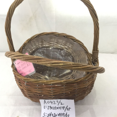 Willow Basket With Handles And Plastic Liners photo-2