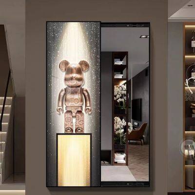 Full body mirror hidden mirror push-pull vanity mirror invisible modern light luxury bedroom decoration painting12