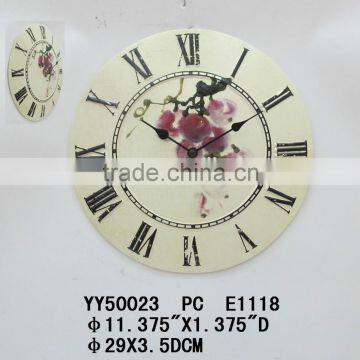vintage round metal wall clock, small cheap clock