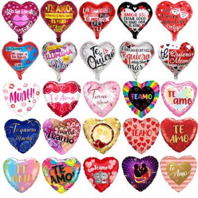 18-дюймовые фольговые воздушные шарики с испанским тематикой ?Te Amo? (Я тебя люблю), ?TE QUIERO MUCHO?, в форме сердца для украшения свадьбы и Дня Святого Валентина