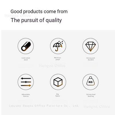 HN-05G Modern 5 Tier Metal Office Storage Cabinet With Glass Doors & Adjustable Height Slots for Executive Room Home Office, OEM/ODM Supported photo-5