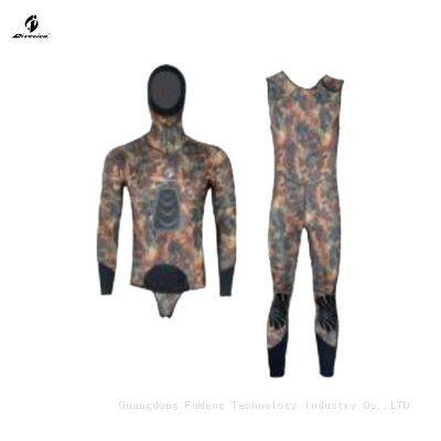 Neoprene 3mm-5mm Camo Wetsuit Spearfishing Camouflage Suit Antiwear Pad on Chest Clothing CR photo-4