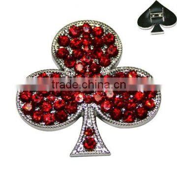 Zinc Alloy Metal Rhinestone Poker clubs Shape Rivets for Pet Collars Decorative Accessories