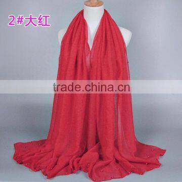 New Design Cotton Colorful Pearl Beads Muslim Hijab Shawl Quality Choice photo-6