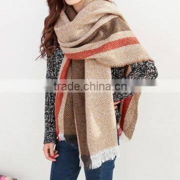 New Arrival Winter Ladies Fashion Fringe Tassel Chervon Pattern Russian Shawls Scarf photo-4