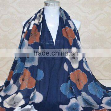 Manufacturer Wholesale Fringed Viscose Flower Printed Fall Fashion Woman Scarf