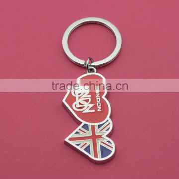 Hot selling national pendant flag keychain Factory supply lovely alloy keychains for promotion Silvery Heart-shaped Keychain