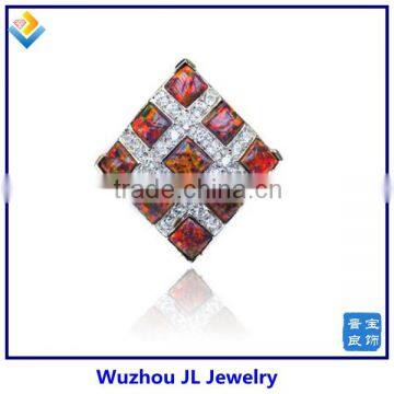 2014 Классическое квадратное модное кольцо для женщин из опала и кубического циркония