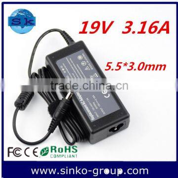 AC 100-240V 1.5A 50-60Hz factory price oem switching laptop adapter for samsung 19v 3.16a 5.5*3.0mm