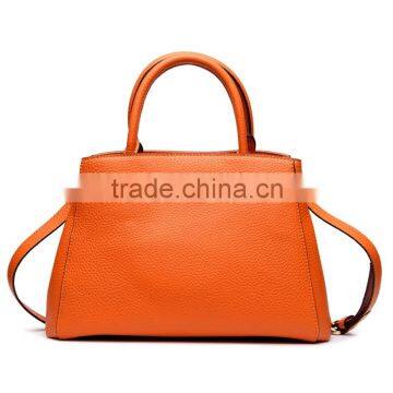 2016 Alibaba wholesale genuine leather handbag fashion pure color shoulder bag high quality lady bag taobao