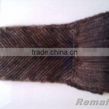 Brown And Black Color Knitted Mink Fur Scarf Fur Shawl