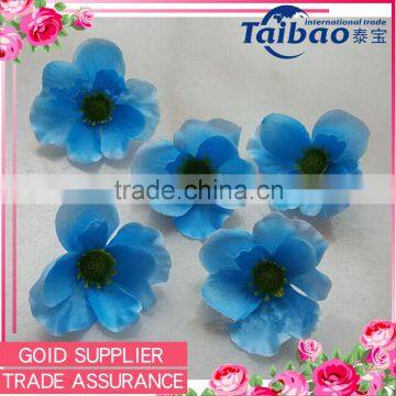 Wholesale cheap 7 cm blue poppy head bridal flower crown making raw material