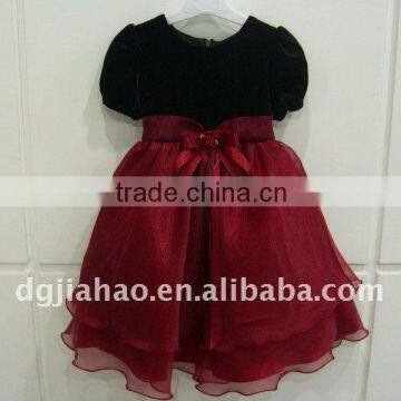 2012 popular embroidered black-wine Autum girl party dress for kids