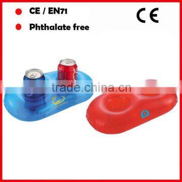 Promotional gifts PVC inflatable floating bottle holder with 2 holes