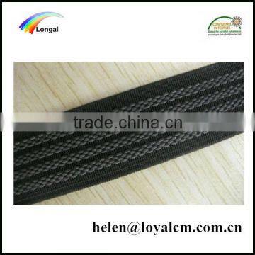 Garment use non-slip polyester elastic webbing with gray rubber threads