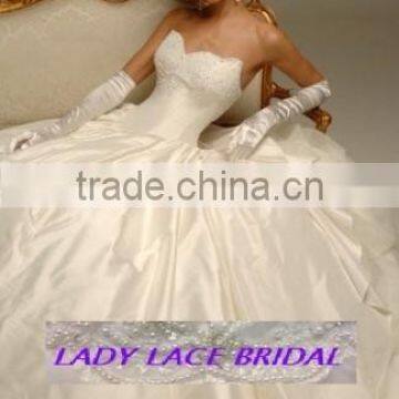 Bride Dress Custom Made White/Ivory Satin Organza Applique Beading Vintage A-Line Wedding Dress