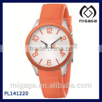 High quality bright orange silicone strap stainless steel watch case sport watch