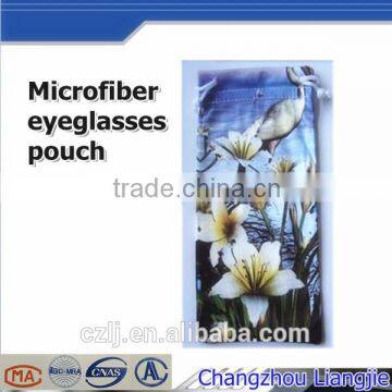 Full color print glasses pouch of microfibre with double drawstring rope