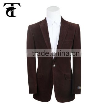 top quality new design functional button coffee custom velvet suit