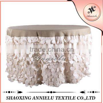 2015 New style burlap and petal taffeta table cloth factory