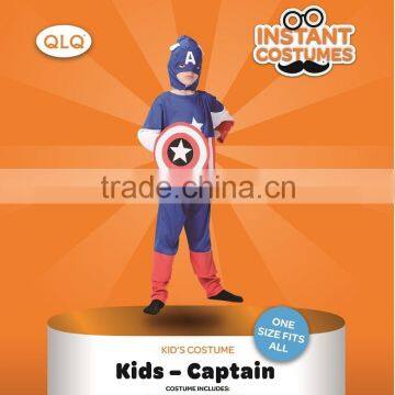 Halloween Party blue Child Captain America fancy dress kids costume