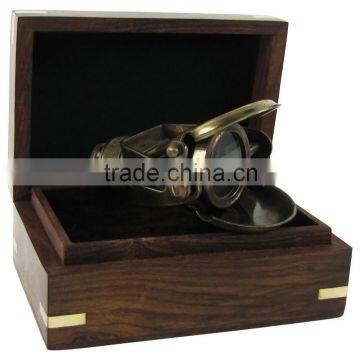 Antique Reproduction Solid Brass Traveling Binoculars Monocular 12218