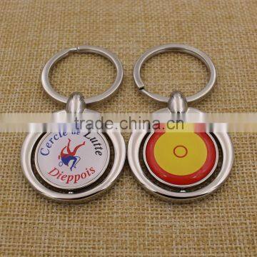 Promotion gifts custom epoxy+printing metal spin keychain