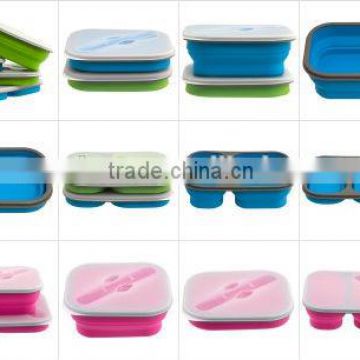 eco-friendly foldable silicone easy carry lunch box