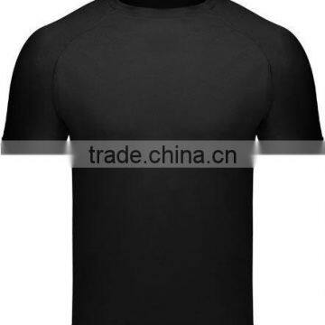 Black Short Sleeve Compression Top With Flat 6 Needle Stitching