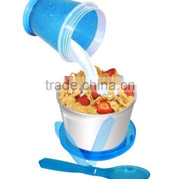 Cereal On The Go Cup EZ Freeze Gel Travel Food Storage Snack Container Keeper