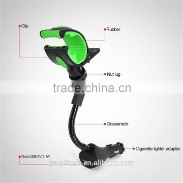 Universal Dual USB Car Charger Smartphone Charger Holder 5V 2.1A Steadily Hold