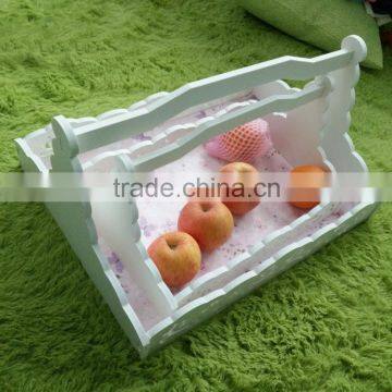 Decorative Hanging Storage Basket Wood Carved Picnic Gift Basket