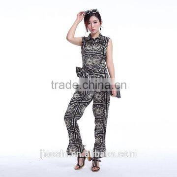 OEM Custom Made Ladies Suit Gray Color Casual Style Sleeveless Women Jumpsuit photo-2