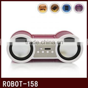 Robot-158u Hi-Fi Stereo Portable Fm Radio,Telescope Card Speaker,FM RadioUSB SD Card Reader Speaker,Music Speaker