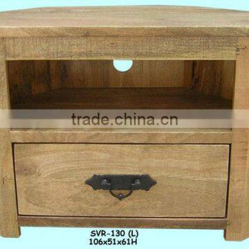 wooden rustic corner tv unit,mango wood furniture