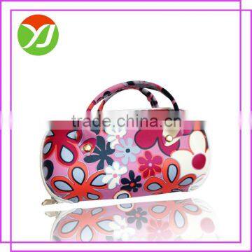 Zipper fashion flower print leather tote sunglasses bag