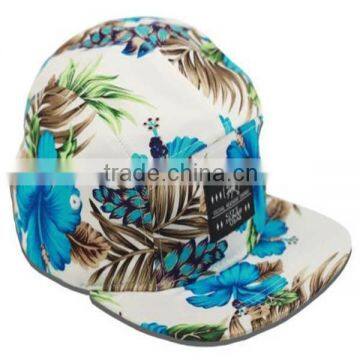 Custom 5-panel Floral Flat Brim Cap