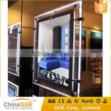 LED Illuminated Window Dispay Edge Lit Frame Acrylic Crystal Edge Lit LED Poster Frame