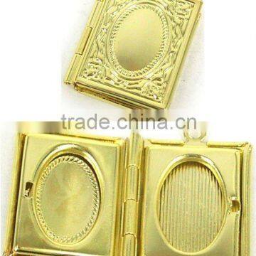 gold plated locket picture frame pendant,can be opened,good quality,passed SGS factory audit