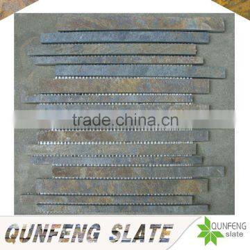 natural Chinese rusty slate split face stone mosaic tile