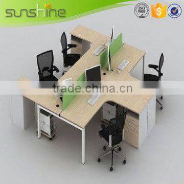 Sunshine Furniture Cheap 4 Person Office Partition Used Wood Laminate Melamine Finishing With Mobile Pedestal photo-6