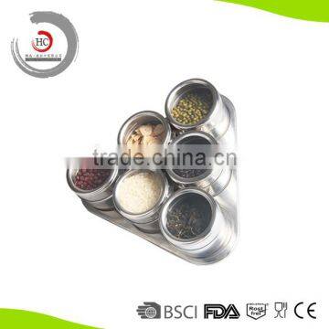 Stainless steel magnetic spice container magnetic spice jar magnetic spice rack with triangle board HC-MS33                        
                                                                                Supplier's Choice