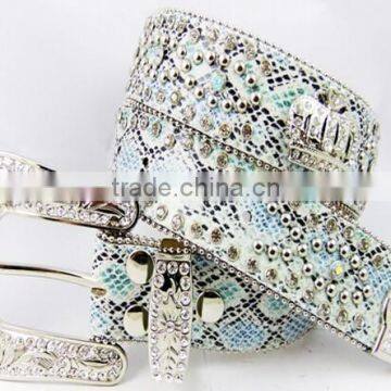 Wholesale western ladies leather turquoise concho rhinestone belt