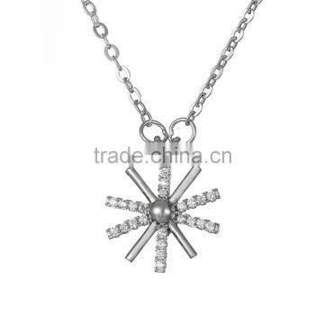 top sale Zircon Snowflake 925 Sterling Silver Necklace