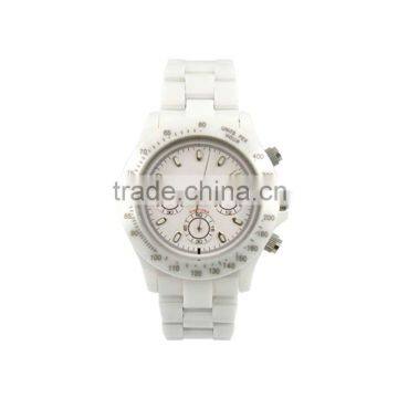 2013 new high-end branded white ceramic chronograph watch