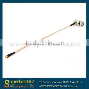 pigtail tube MMCX male right angle to BNC male RA pigtail cable RG316